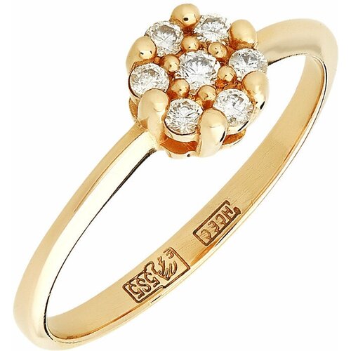 Кольцо помолвочное Oriental, красное золото, 585 проба, бриллиант, размер 15.5, бесцветный