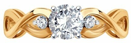 Кольцо помолвочное Diamant online, красное золото, 585 проба, фианит