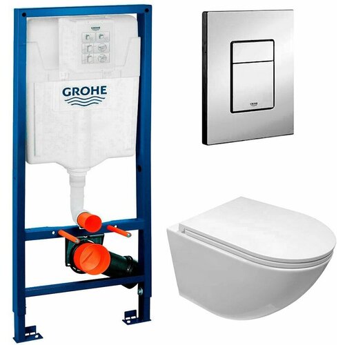 Инсталляция Grohe Rapid SL 38772001 + унитаз Cerutti Sella aria B-2376-3 безободковый с сиденьем инсталляция grohe rapid sl 38772001 унитаз cerutti marmolada aria 2618e безободковый с сиденьем