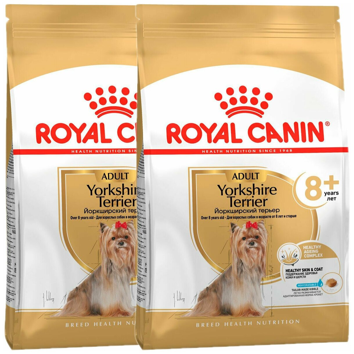 ROYAL CANIN YORKSHIRE TERRIER ADULT 8+ для пожилых собак йоркширский терьер старше 8 лет (05 + 05 кг)