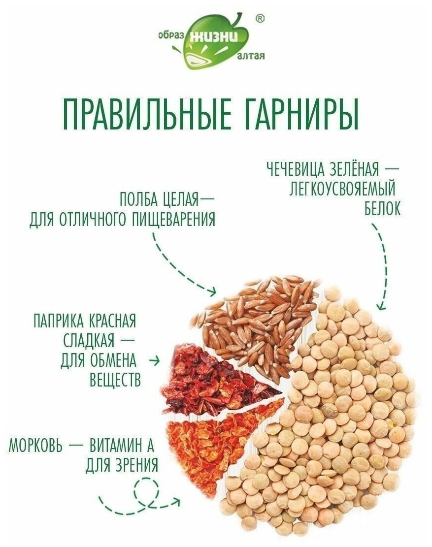 Правильные гарниры Чечевица зеленая с полбой и овощами 1200г - фотография № 6