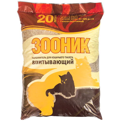 Впитывающий наполнитель Зооник Впитывающий, 20л, 1 шт. catlitter наполнитель для кошек гигиенический впитывающий 20л