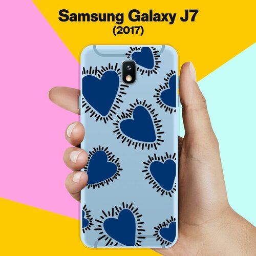 Силиконовый чехол на Samsung Galaxy J7 (2017) Синий сердца / для Самсунг Галакси Джей 7 2017 силиконовый чехол на samsung galaxy j7 2017 бигли спят для самсунг галакси джей 7 2017