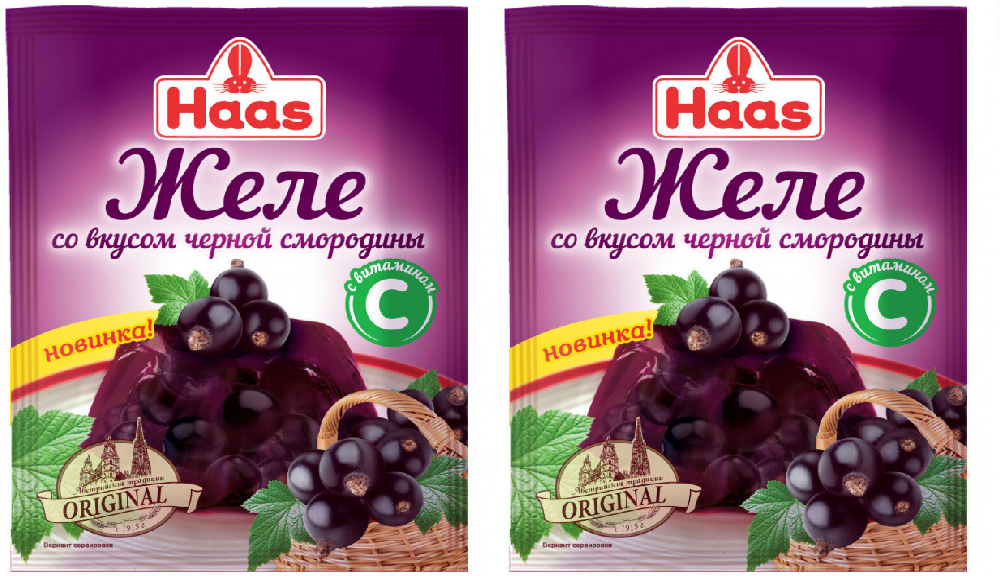 HAAS Желе десертное Черная смородина и витамин С, 50 гр. 2 пакетика