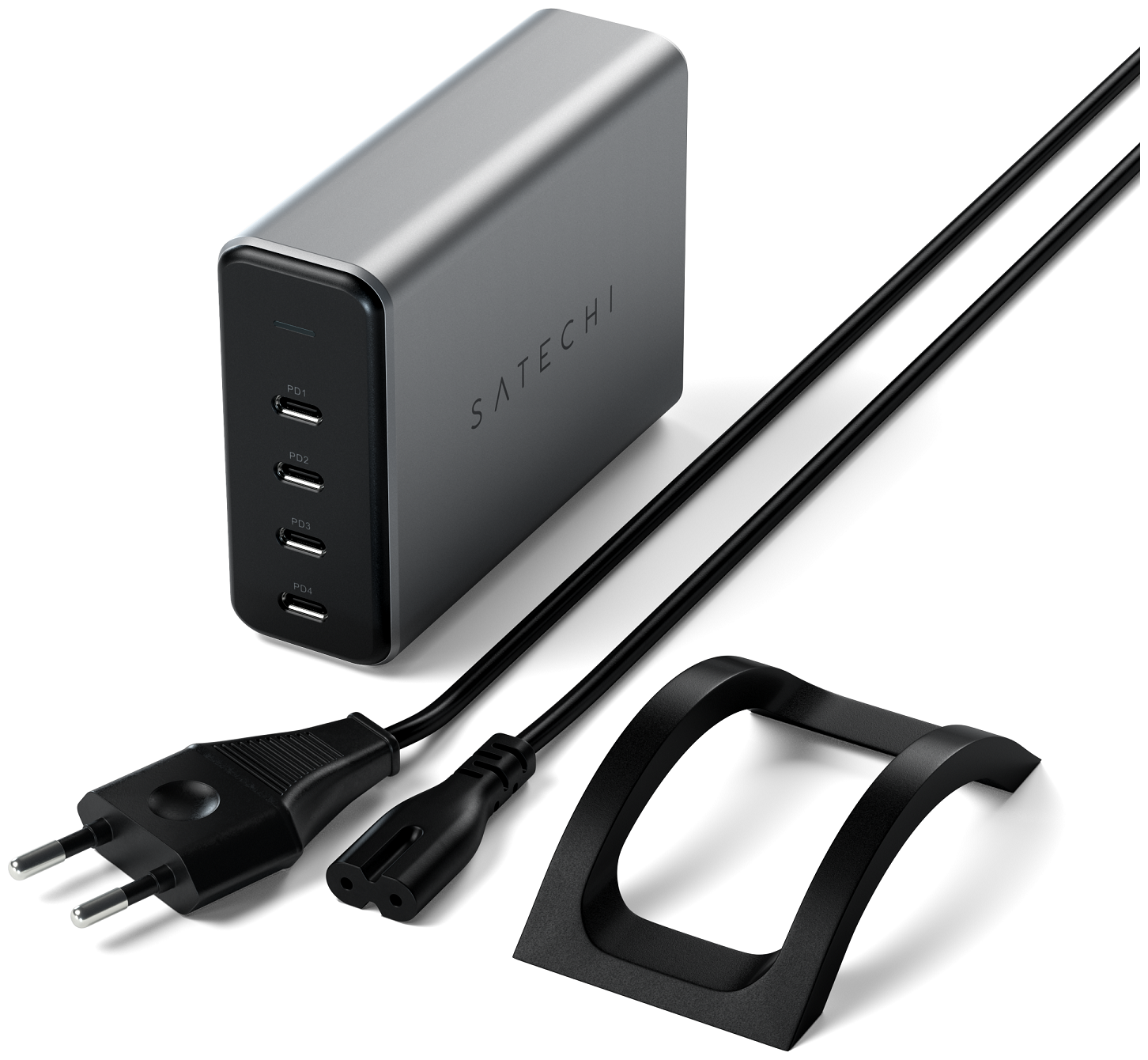 Сетевое зарядное устройство Satechi 165W USB-C 4-Port PD GaN Charger цвета серый космос