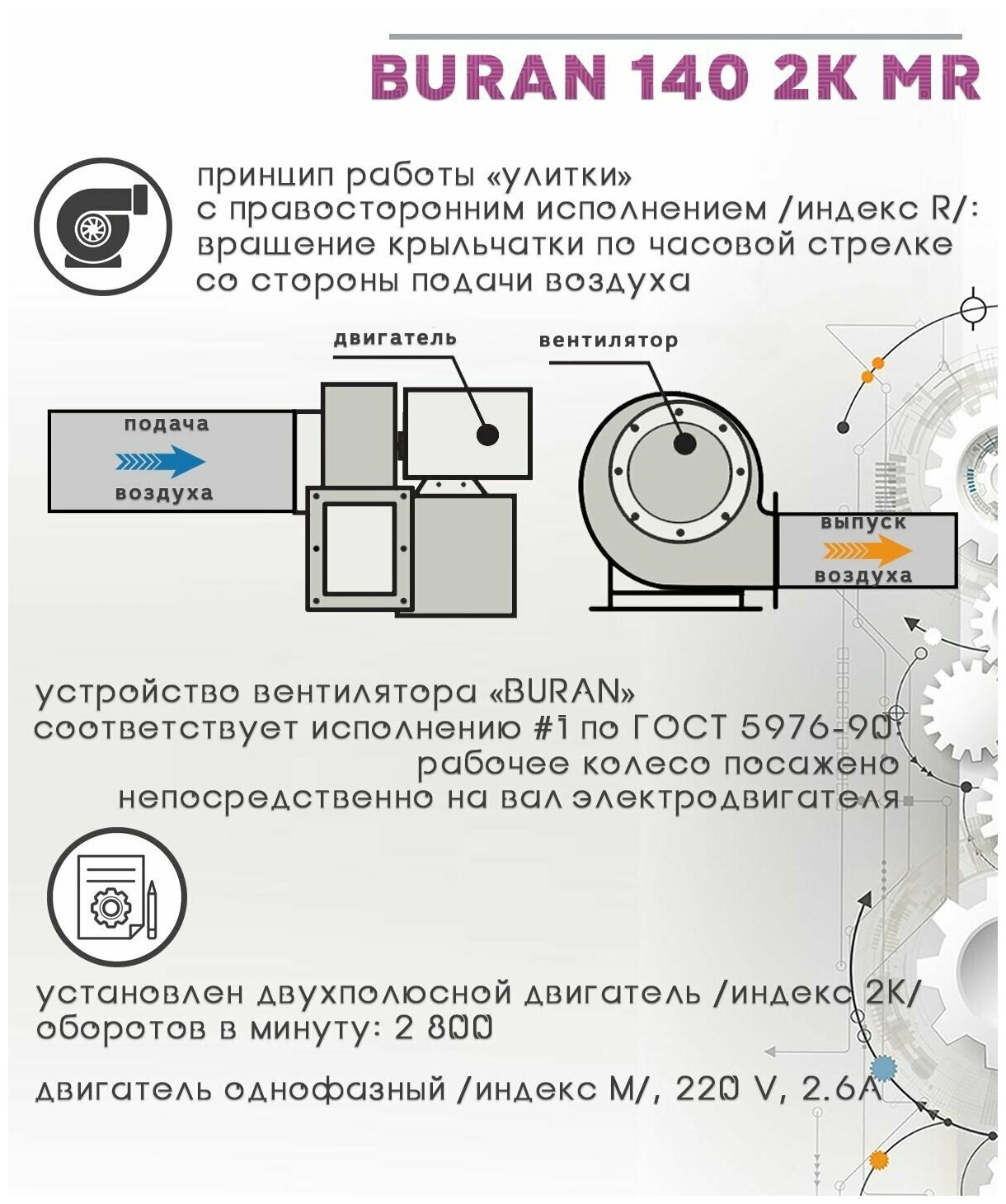 вентилятор радиальный d=136мм, фланец 117*178мм, buran 140 2k m r, правосторонний, 220в, эра Era Pro - фото №7