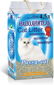 Наполнители Pussy-cat Наполнитель впитывающий 4,5л*2,8кг (голубой)