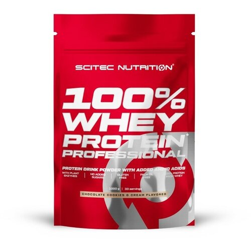 Протеин сывороточный Scitec Nutrition Whey Protein Professional, порошок, 1000 г, шоколадное печенье с кремом протеин scitec nutrition 100% whey protein professional 2350 г шоколадное печенье и крем