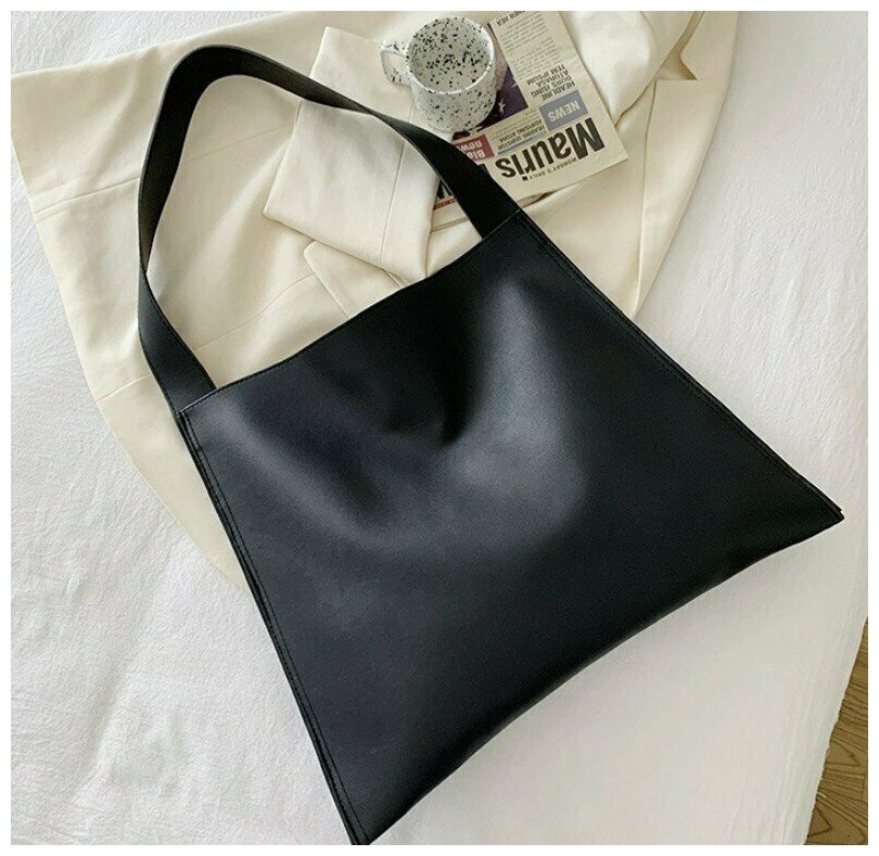 Черная сумка мешок/сумка на плечо/стильная женская сумка/сумка шоппер