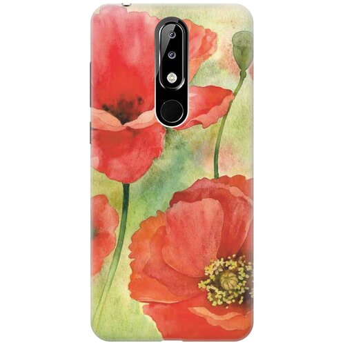 фото Re:paчехол - накладка artcolor для nokia 5.1 plus / x5 (2018) с принтом "алые маки"