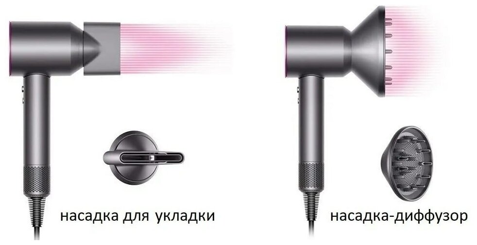 Супер фен Super Hair Dryer с 5 насадками / Фен для волос Супер хайер драйер/3 скорости/ 3 температурных режима / 5 магнитных насадок/черный - фотография № 5