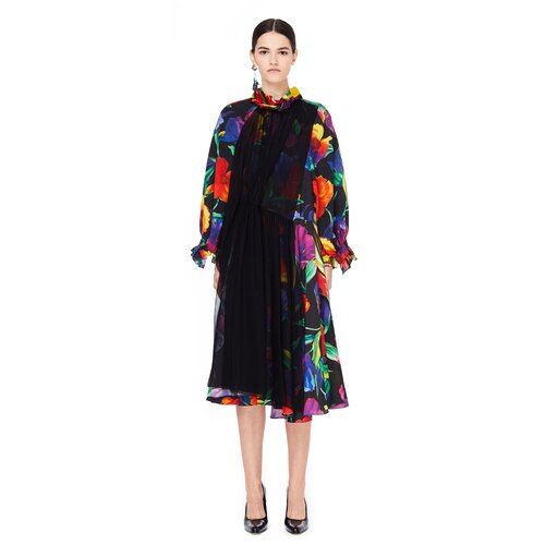 фото Balenciaga шелковое платье с цветочным принтом 40