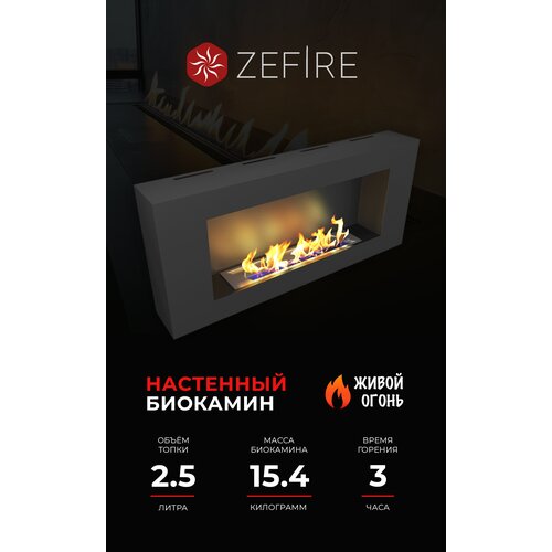 Биокамин настенный Zefire Orion 900 90 см 40 см 13.1 см черный..