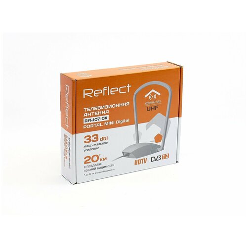 телевизионная антенна reflect portal mini digital ra 107 dx Антенна комнатная Reflect PORTAL MINI Digital RA-107-DX(активная, 5V, DVB-T2, с б/п, 33 дБи, коробка