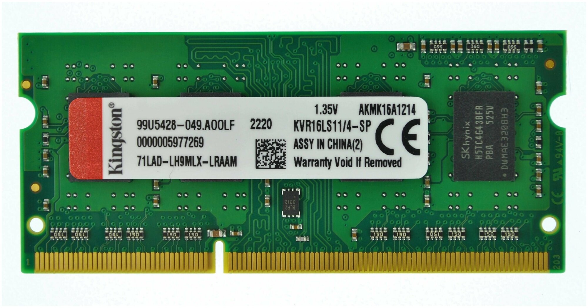 Оперативная память для ноутбука Kingston 4Гб DDR3L 1600MHz PC3-12800 SODIMM