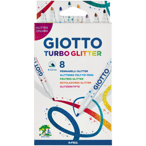 GIOTTO Набор фломастеров Turbo Glitter (425800), черный, 8 шт. giotto набор фломастеров turbo maxi 12 цв sela