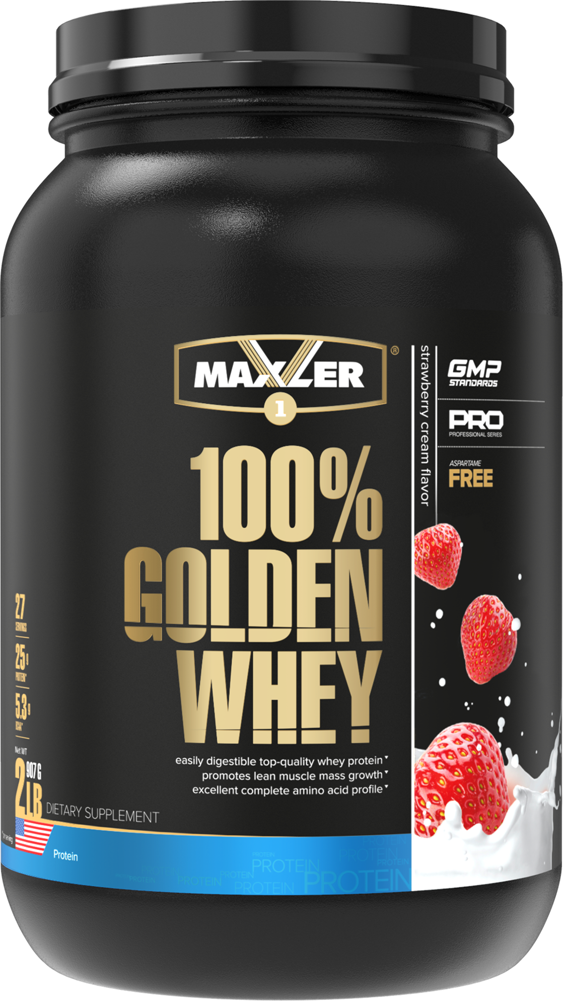 Протеин Maxler 100% GOLDEN WHEY Pro 2 lb (907 гр.) - Клубничное мороженое