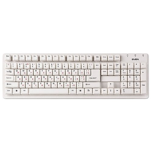 Клавиатура Sven 301 Standard USB white проводная, мембранная, USB, влагозащитная, цвет: белый