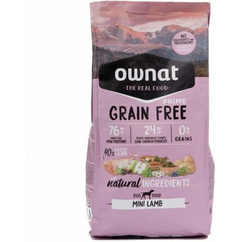 Ownat GRAIN FREE PRIME сухой корм для собак мелких пород беззерновой, с ягненком, 1 кг