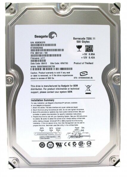 Жесткий диск Seagate ST3500620AS 500Gb SATAII 3,5" HDD