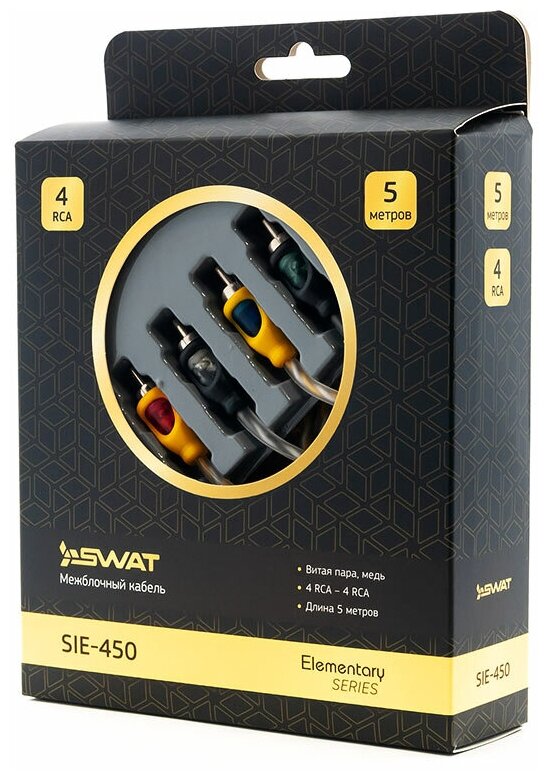 SWAT SIE-450 межблочный кабель 4RCA-4RCA / 5 метров / витая пара / медь