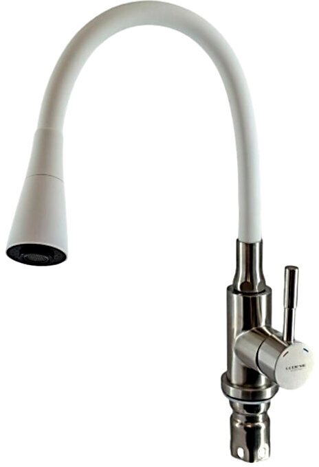 Смеситель для кухни с гибким изливом с душем Ledeme L74199-3 белый
