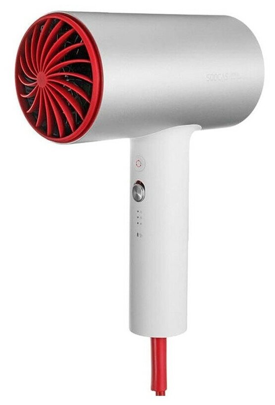 Фен Soocas Hair Dryer H5, 1800 Вт, 3 скорости, ионизация, шнур 1.7 м, серебристо-красный