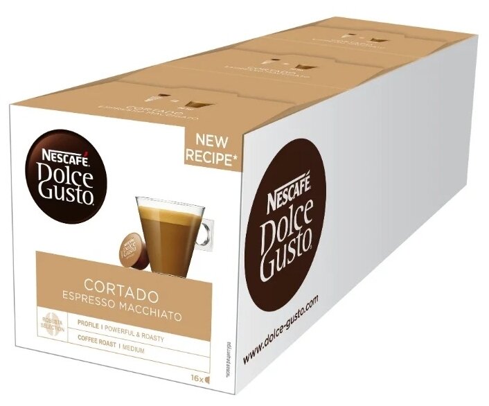 Кофе в капсулах Nescafe Dolce Gusto Cortado Espresso Macchiato 48 капсул (3 уп. по 16 капсул) Нескафе Дольче Густо Кортадо - фотография № 2