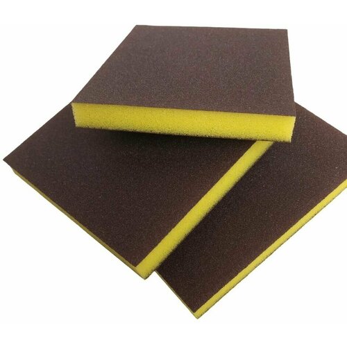 Губка двусторонняя Sponge Fine 98*120*13mm (желтая) Р240 3шт