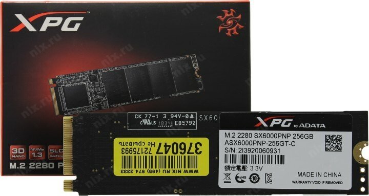 SSD диск ADATA M.2 XPG SX6000 Pro 256GB PCIe Gen3x4 NAND Flash TLC 3D (ASX6000PNP-256GT-C) - фотография № 16