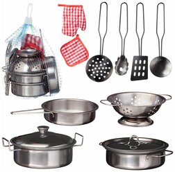 Игровой набор ABtoys Помогаю Маме Посуда металлическая для кухни, 12 предметов PT-00482/2комплектация