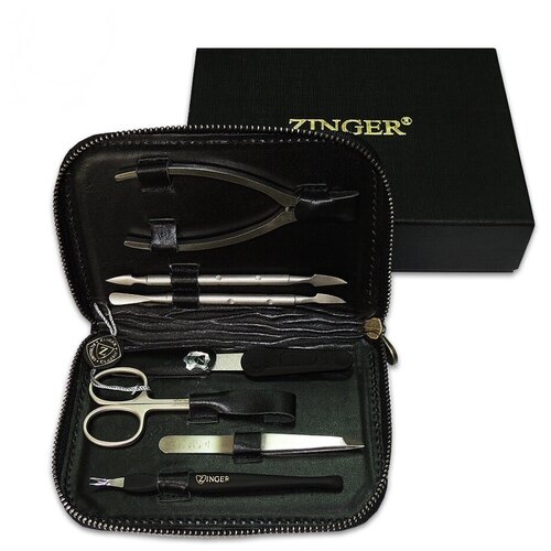 фото Набор zinger ms-1501-3 sm, серебро матовое/черный гладкая кожа, 7 предметов