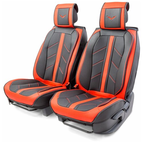 Накидки 3D на передние сиденья Car Performance CUS-3012 BK/RD, 2 шт., прем. экокожа, поролон 12 мм., чёрн./красный