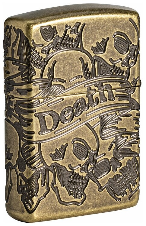 Зажигалка Zippo 49035 Бензиновая Armor Freedom Skull Antique Brass - фотография № 8