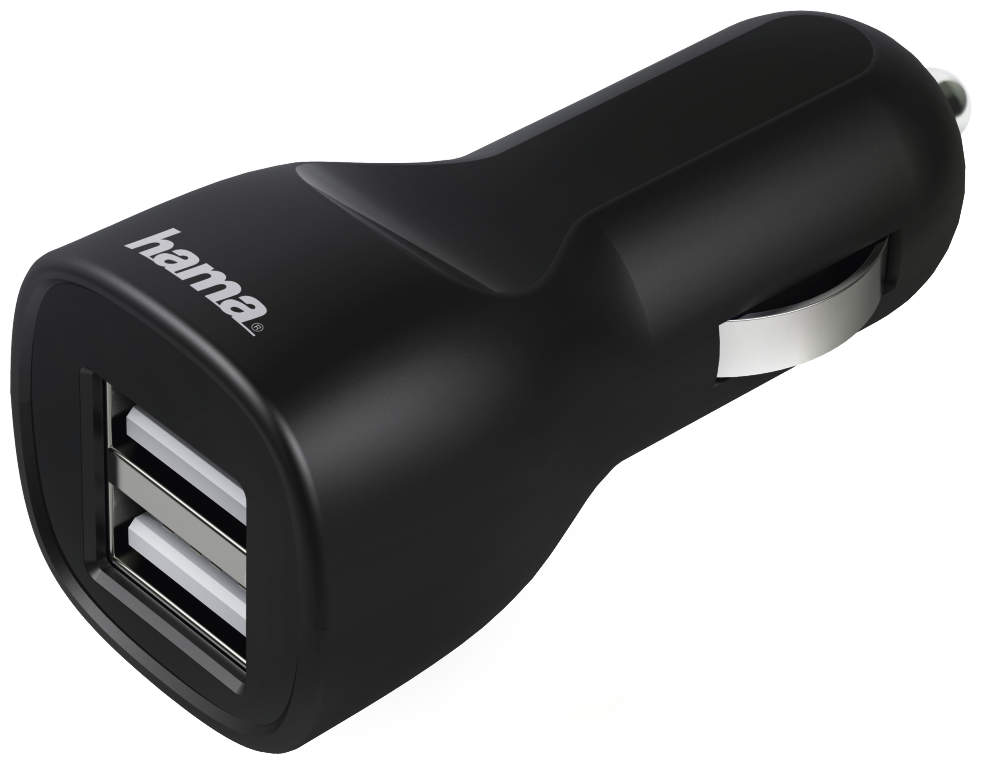 Автомобильное зарядное устройство HAMA H-1401660, 2xUSB, 1.2A, черный - фото №1