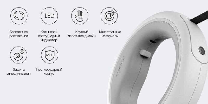 Поводок для собак Xiaomi Moemaster UFO Retractable Leash 2 (MS0030002) 3 м - фотография № 4