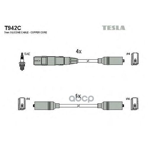 T942c-Tsl_к-Кт Проводов! Seat Alhambra/ Vw Sharan 2.0I 95-10 TESLA арт. T942C