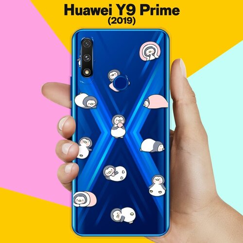 Силиконовый чехол Узор из пингвинов на Huawei Y9 Prime (2019) силиконовый чехол узор из цветов на huawei y9 prime 2019