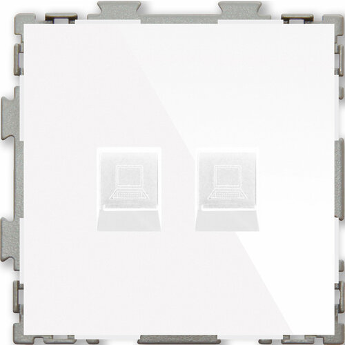 Розетка компьютерная RJ45 кат. 5e двойная белая CGSS Практика PL-W201C2-WCG розетка компьютерная rj45 кат 5e двойная бежевая cgss практика pl w201c2 bgg