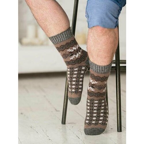 фото Носки бабушкины носки, размер 41-43, коричневый, бежевый