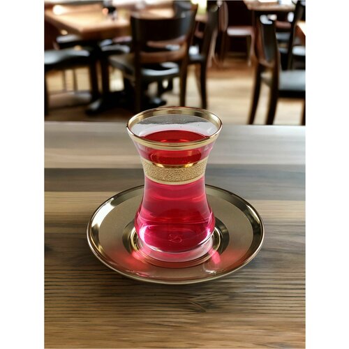 Подарочный набор турецких стаканов с блюдцами для чая кофе Армуды с алмазной гравировкой PROMSIZ ультра 12 предметов 1573₽