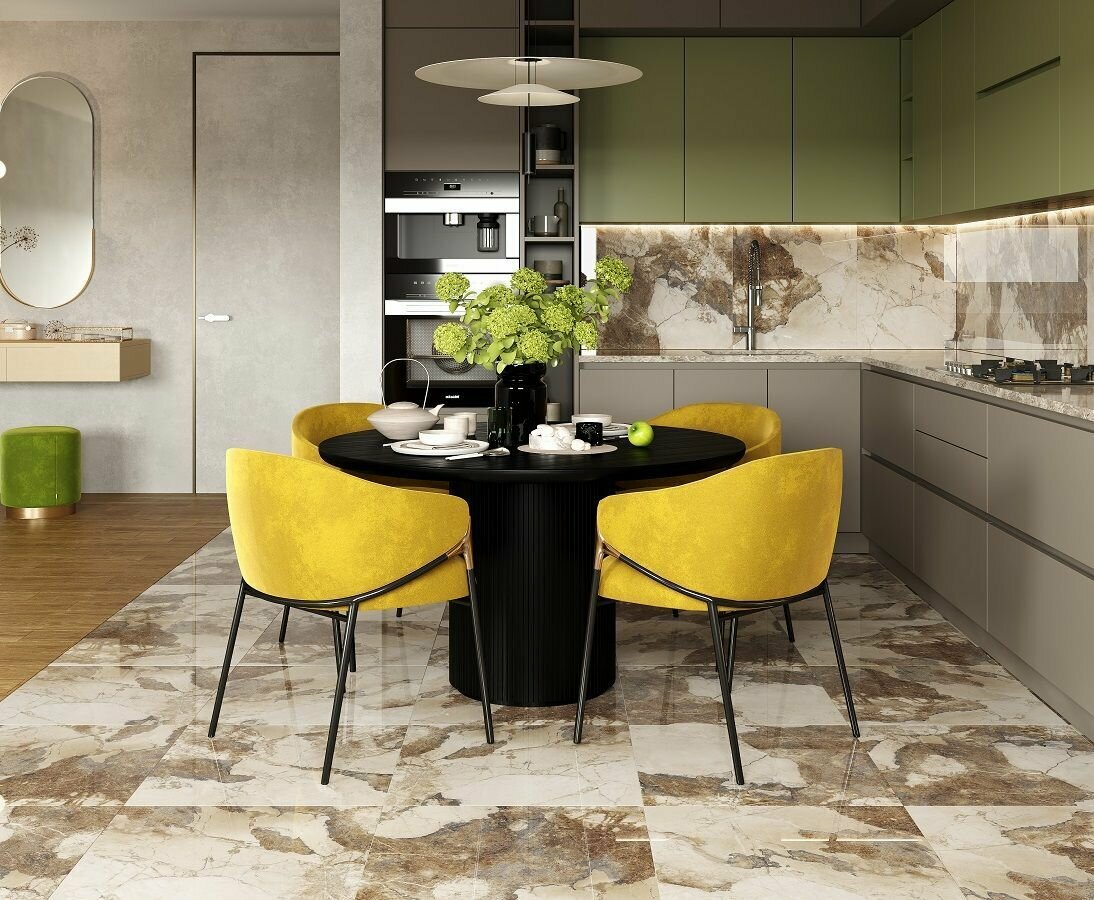 фото Керамогранит Laparet Persian Brown коричневый 60x60 Полированный 1,44 м2 (в упаковке 4 шт.)