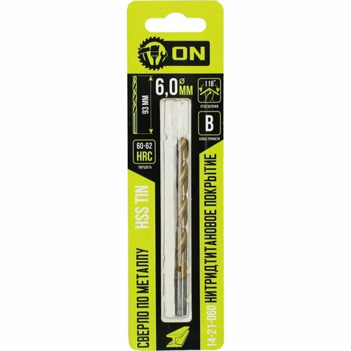 On Сверло по металлу HSS TIN 60x93мм нитридтитановое покрытие 14-21-060 406₽