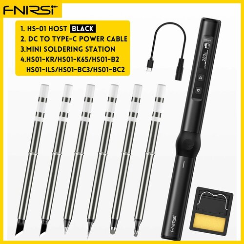 FNIRSI HS-01 Умный электрический паяльник 65 Вт HS01 set1 BLACK EU 570700₽