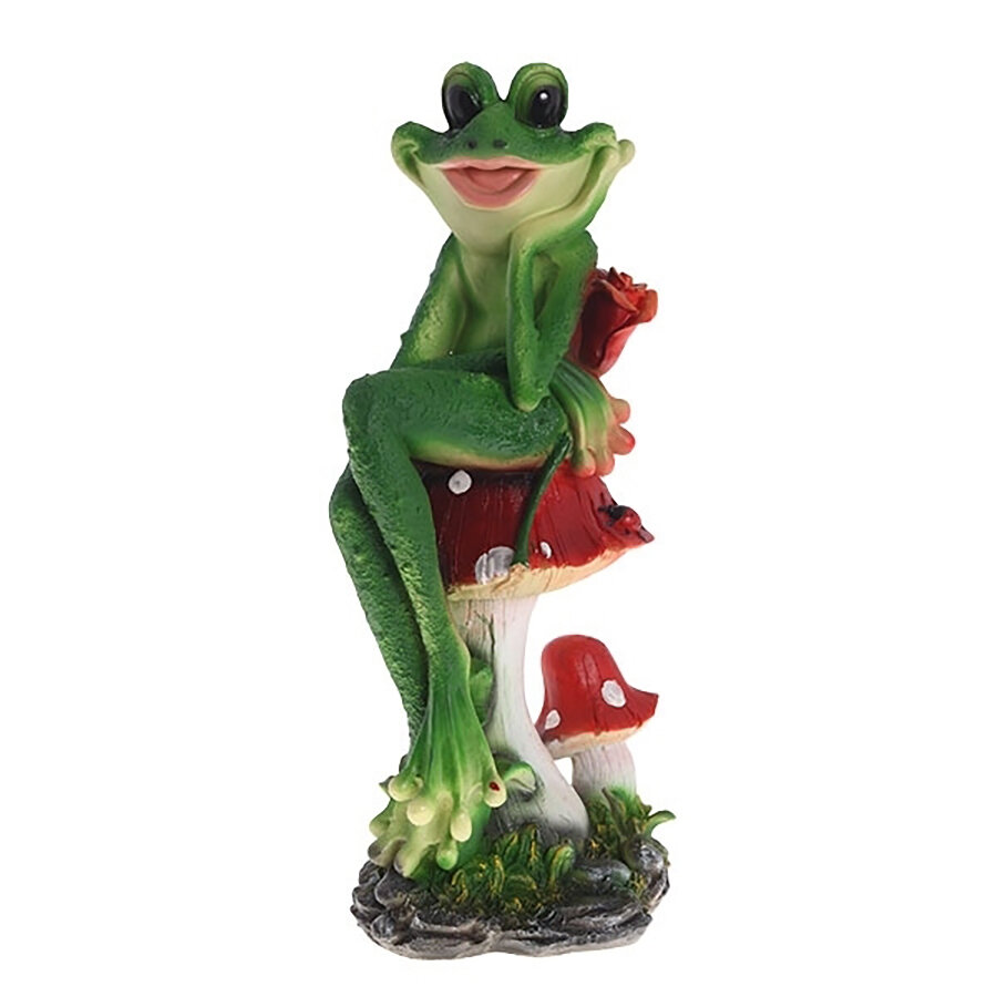 Фигура садовая Лягушка на поганке 18*16*39 см KSMR-123495/F338