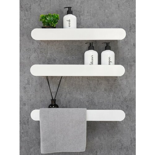 Набор полок металлических для ванной в стиле лофт ElectricLight 500х105 3 полки Белые 4254₽