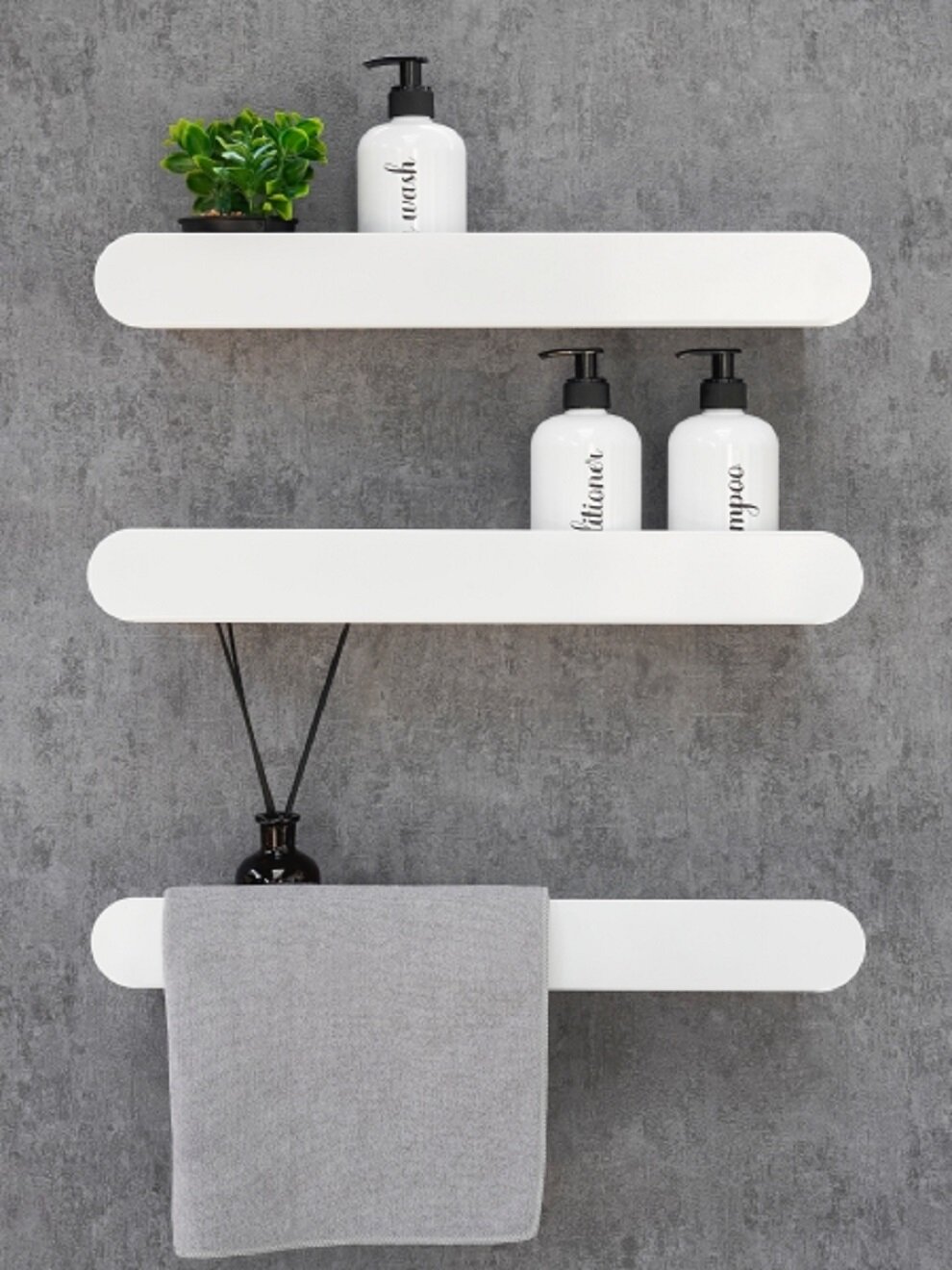 фото Набор полок металлических для ванной в стиле лофт HANNA 50,0х10,5. 3 полки.