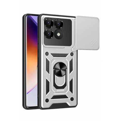 фото Чехол противоударный armors для xiaomi poco f6 pro / поко ф6 про с защитой камеры (серебристый)