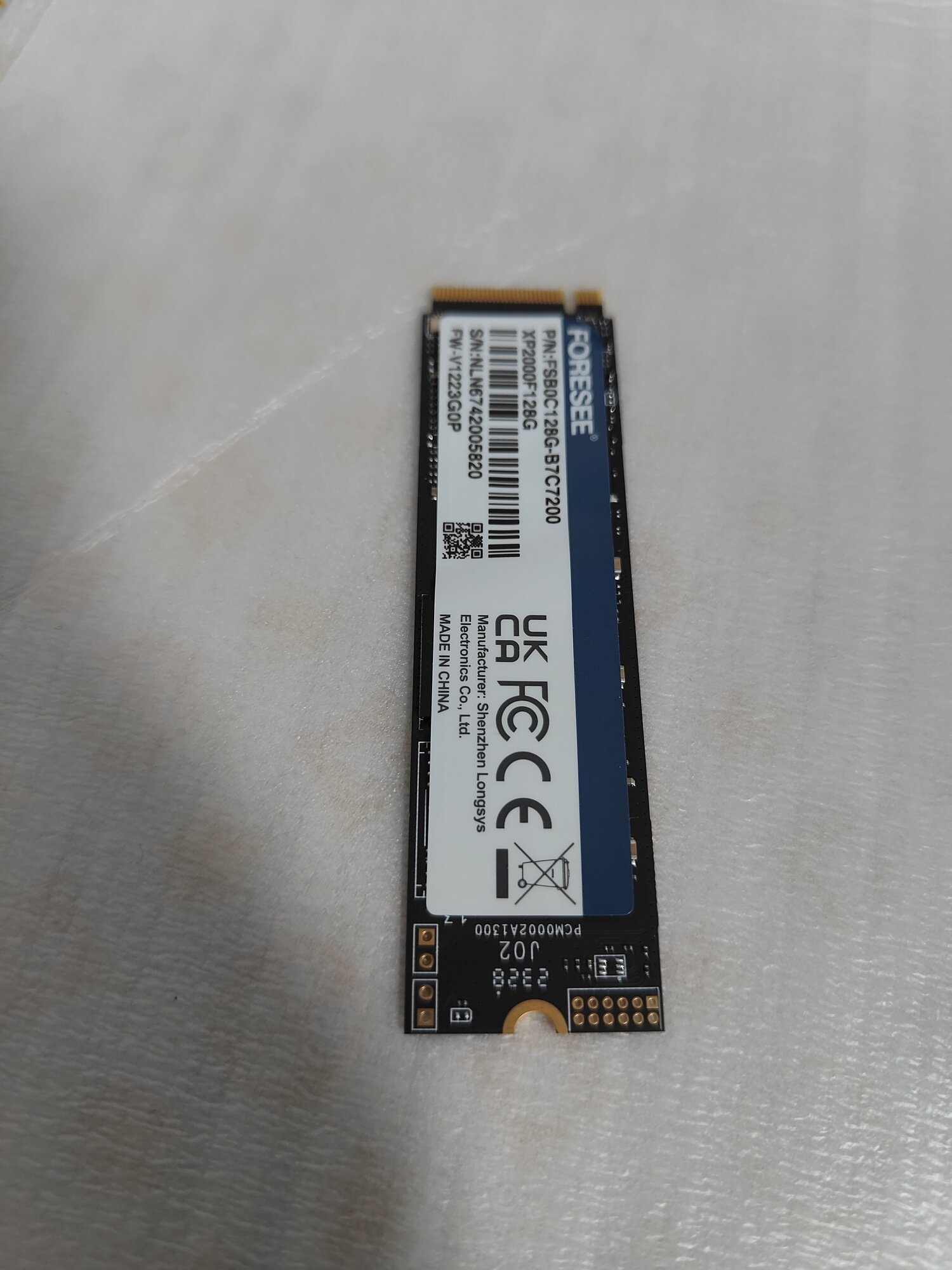 Накопитель SSD FORESEE XP2000F128G 128GB, форм-фактор M.2, NVME PCI-E 4.0 x4, — фото 1