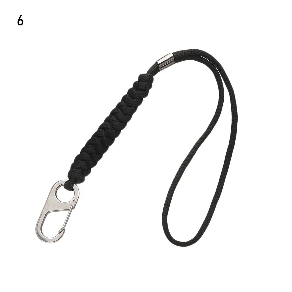 Вращающаяся Пряжка брелок из Паракорда Lanyard, высокопрочный парашютный шнур для самообороны, экстренное выживание, веревка для шеи, Черный